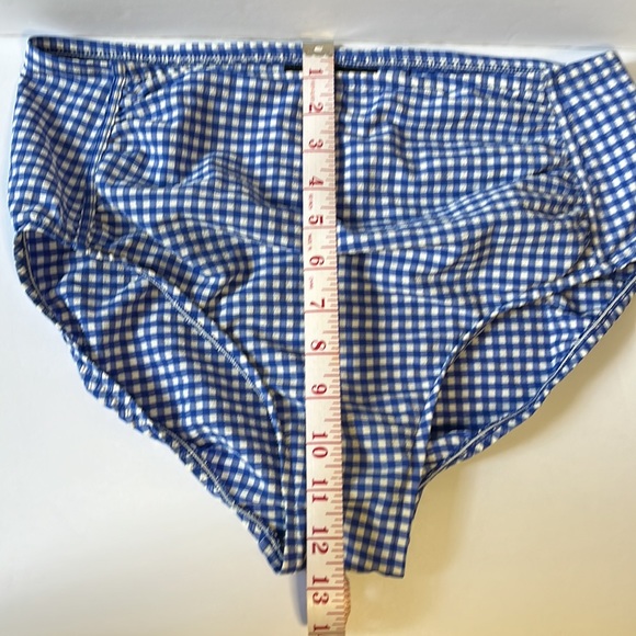 Talbots Gingham Bikini Bottom Sz 12 Blue & White Gingham Check High Waisted - Picture 9 of 9
